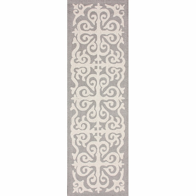 Nuloom Handmade Marrakesh Fez Grey Wool Runner (26 X 8)