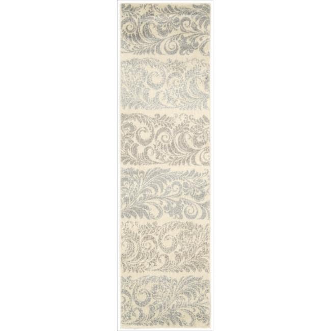 Modern Nourison Utopia Ivory Abstract Rug (23 X 8)