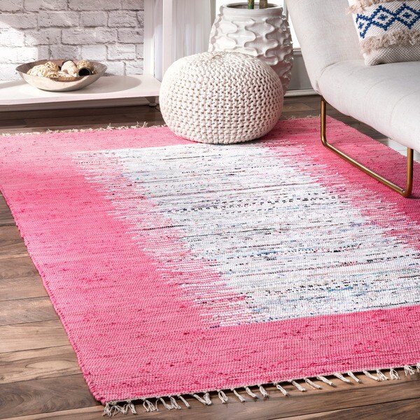 nuLOOM Handmade Mona Kilim Flatweave Pink Cotton Rug (4' x 6') - 4' x 6'