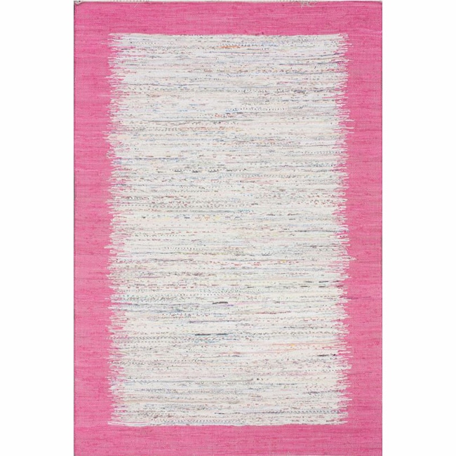 Nuloom Handmade Mona Kilim Flatweave Pink Cotton Runner (26 X 8)