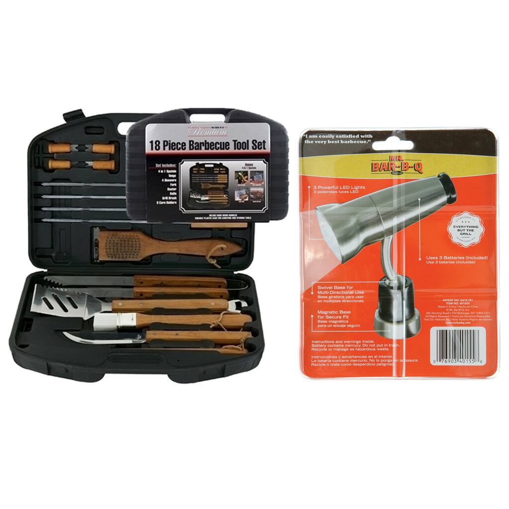 Mr. BBQ 18-piece Stainless Steel Tool Set with Magnetic Light