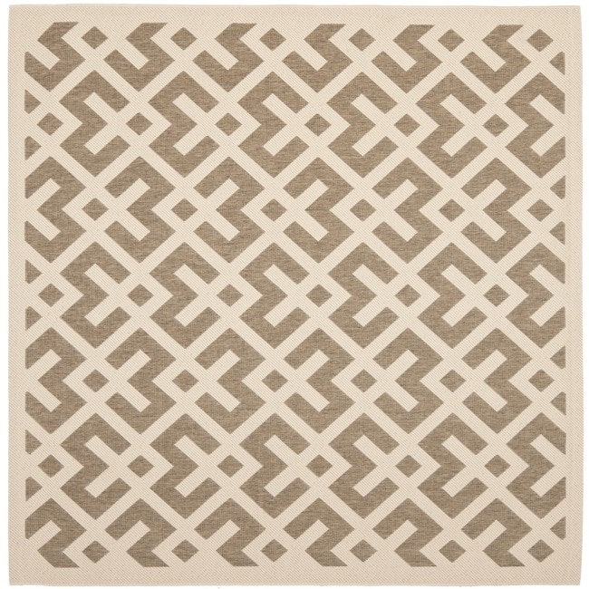 Poolside Brown/ Bone Indoor Outdoor Rug (67 Square)