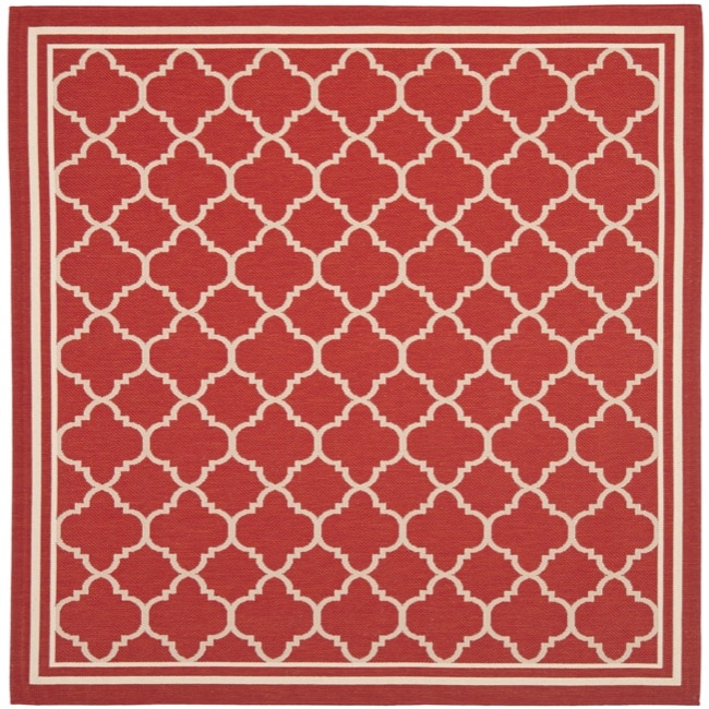 Poolside Red/bone Indoor/outdoor Polypropylene Rug (67 Square)