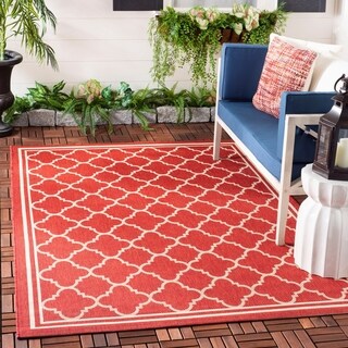 Safavieh Courtyard Quatrefoil Black/ Beige Indoor/ Outdoor Rug ...