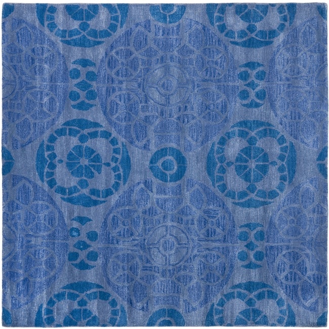 Handmade Chatham Treasures Blue New Zealand Wool Rug (7 Square)