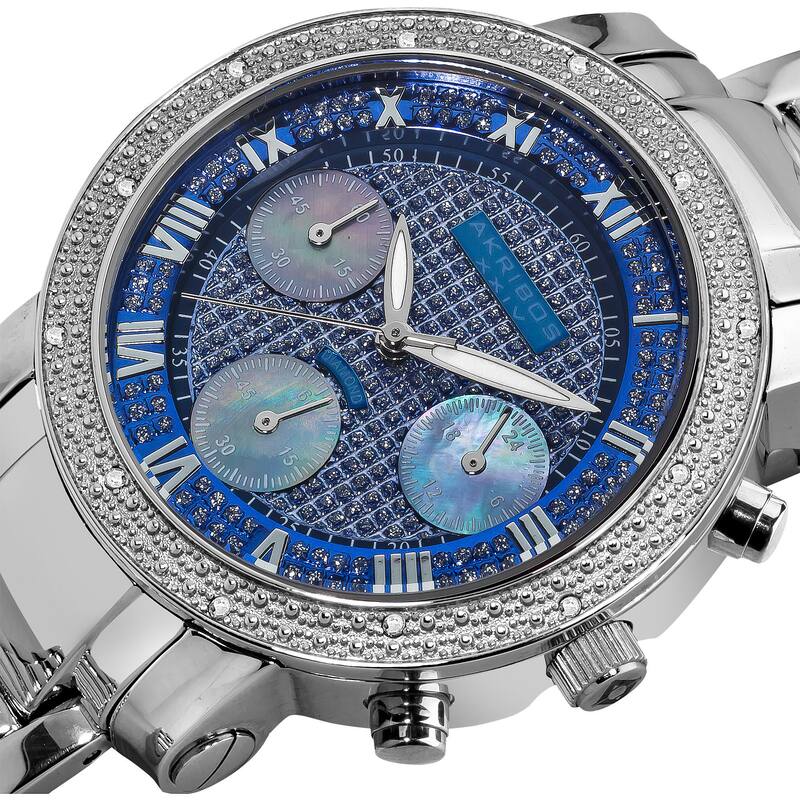 Akribos XXIV Women's Diamond-accented Blue Chronograph Bracelet Watch