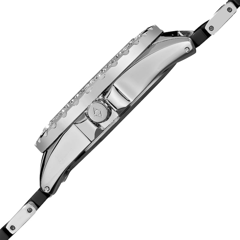 Akribos XXIV Women's Quartz Crystal Ceramic Black Bracelet Watch