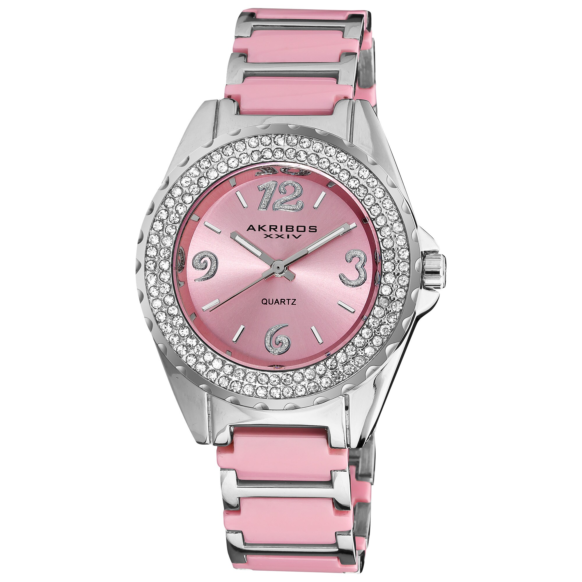 Akribos White Quartz Ceramic Ladies Watch with Crystal Markers New Women main image 3