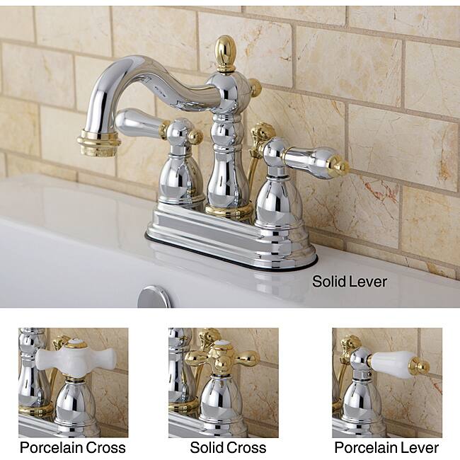 Kingston Brass Victorian High Spout Chrome/ Polished Brass Bathroom Faucet - Solid Lever