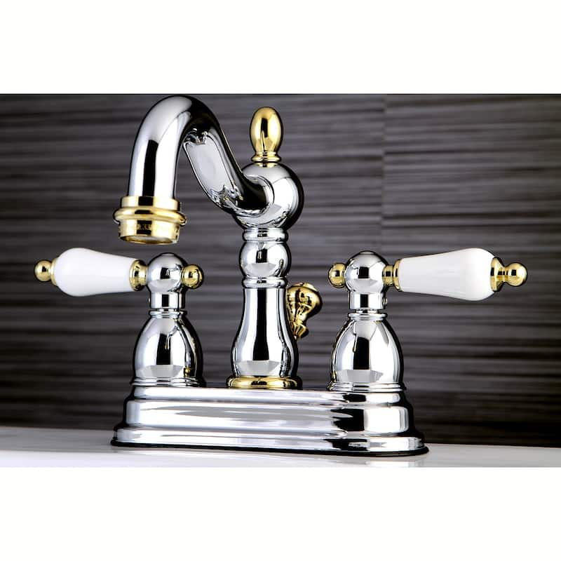 Kingston Brass Victorian High Spout Chrome/ Polished Brass Bathroom Faucet