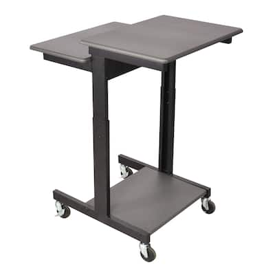 Luxor Gray Adjustable-height Wheeled Steel Computer Workstation Desk