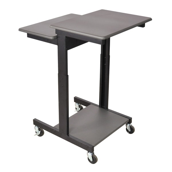 Luxor Gray Adjustable-height Wheeled Steel Computer Workstation Desk ...