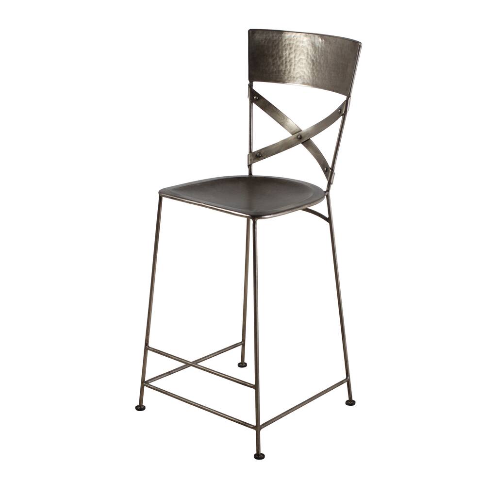 Handmade X-Back Nickel Counter Stool (India)