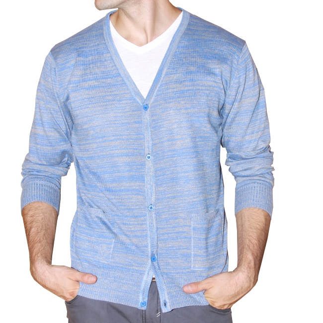 191 Unlimited Mens Blue Heathered Cardigan