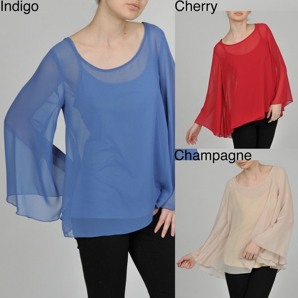 AnnaLee + Hope Womens Sheer Bell Sleeve Top/ Cami  