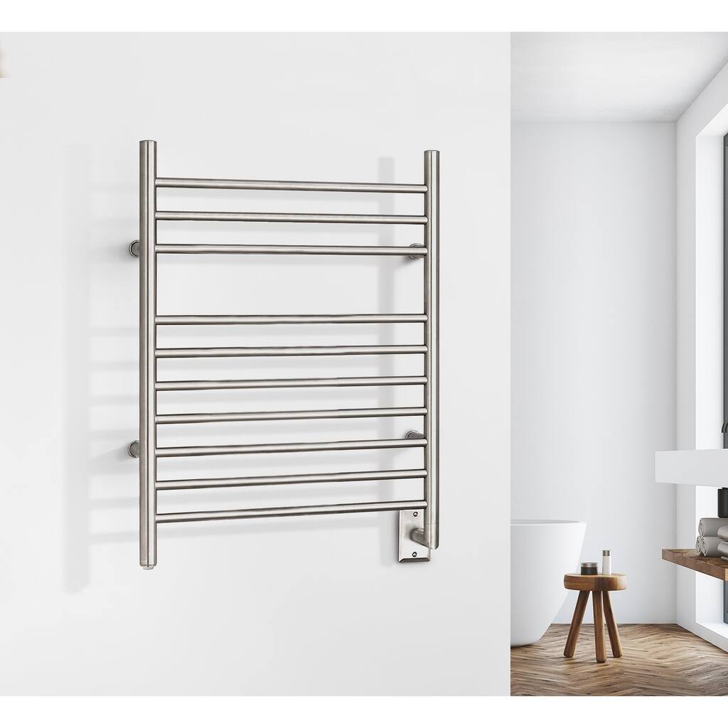 WarmlyYours 10-Bar Infinity Towel Warmer, Hardwired, Brushed Stainless Steel - Silver