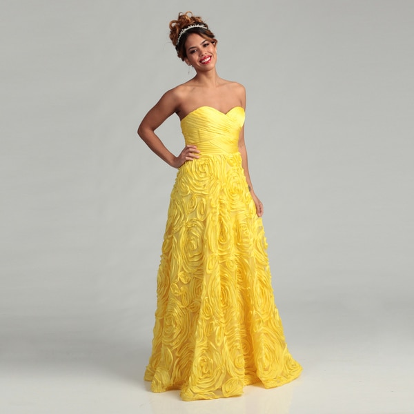 Shop Adrianna Papell Women's Yellow Rosette Gown - Free ...