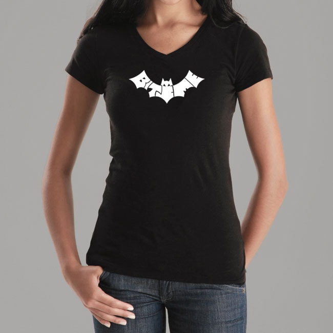 Los Angeles Pop Art Womens Bite Me Bat V neck Tee