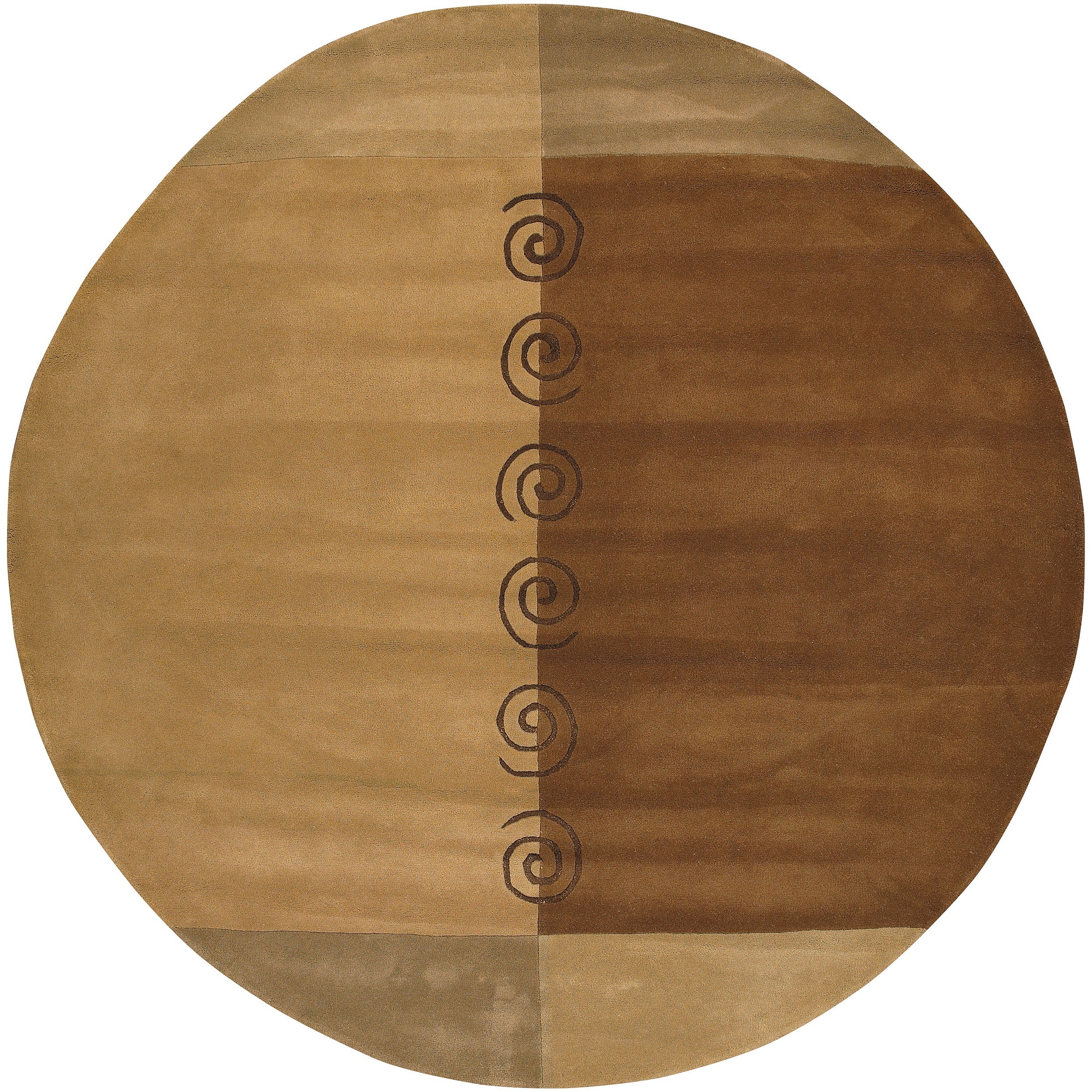 Hand tufted Contemporary Brown Tabuke Wool Abstract Rug (79 Round)