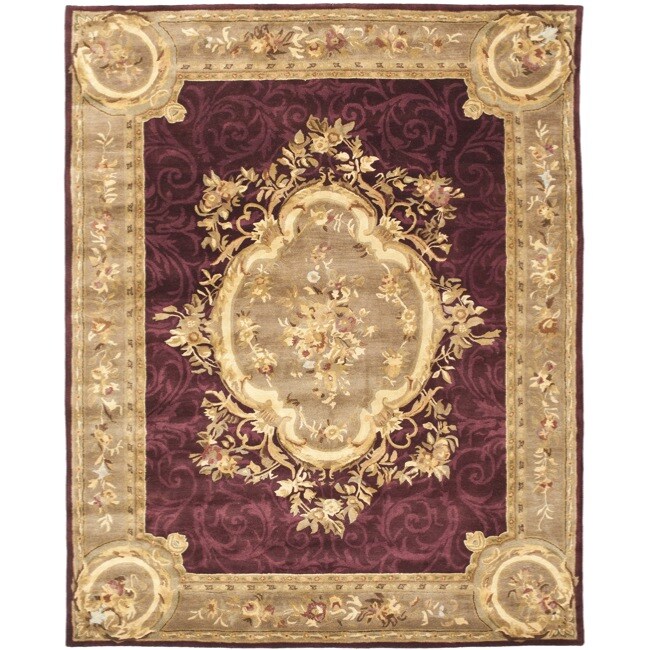 Handmade French Aubusson Red Premium Wool Rug (96 X 136)