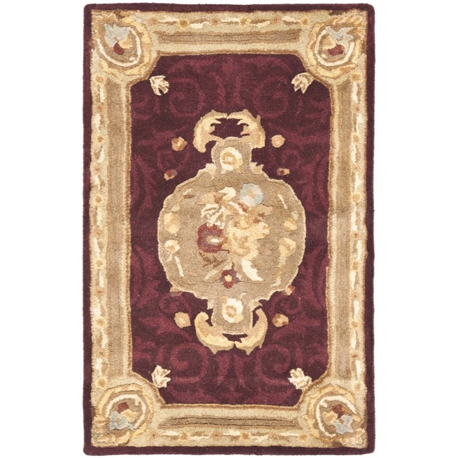 Handmade French Aubusson Red Premium Wool Rug (2 X 3)