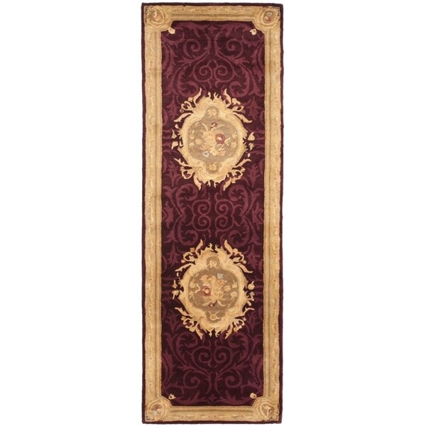 Safavieh Handmade French Aubusson Red Premium Wool Rug - 2'6" x 12'