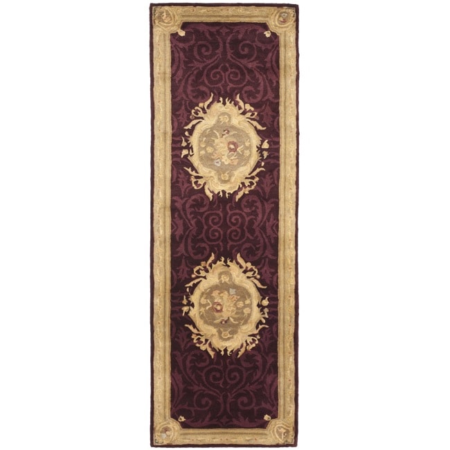 Safavieh Handmade French Aubusson Red Premium Wool Rug - 2'6" x 8'