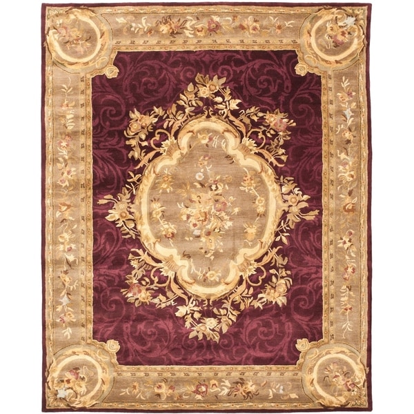 Safavieh Handmade French Aubusson Red Premium Wool Rug - 7'6" x 9'6"