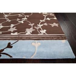 Hand-knotted Brown Raba Floral Wool Area Rug - 5' x 8' - 5' x 8'