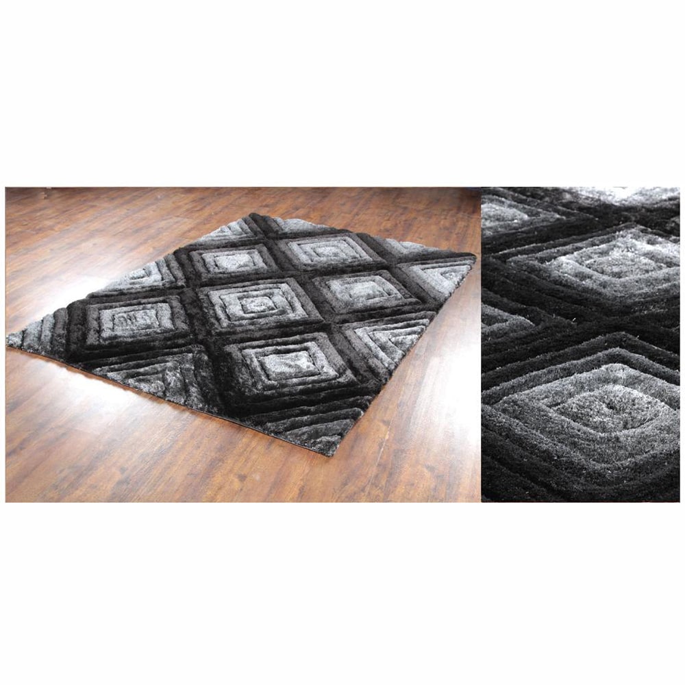 Handwoven Mandara Thick Diamond pattern Shag Rug (5 X 76)