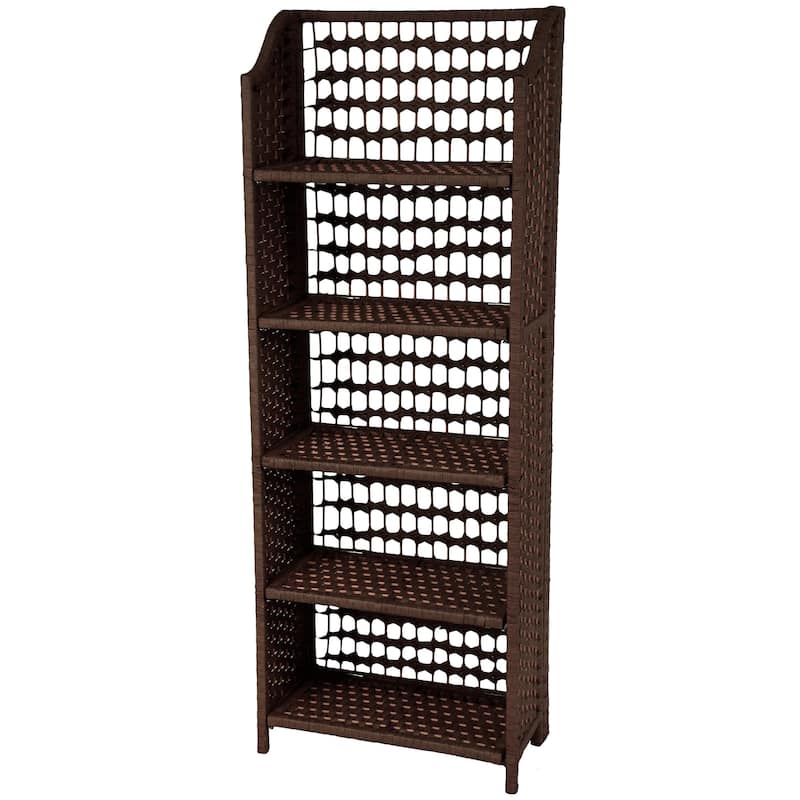 Handmade Natural-fiber 53-inch Rattan-style Collapsible Shelving Unit (China)