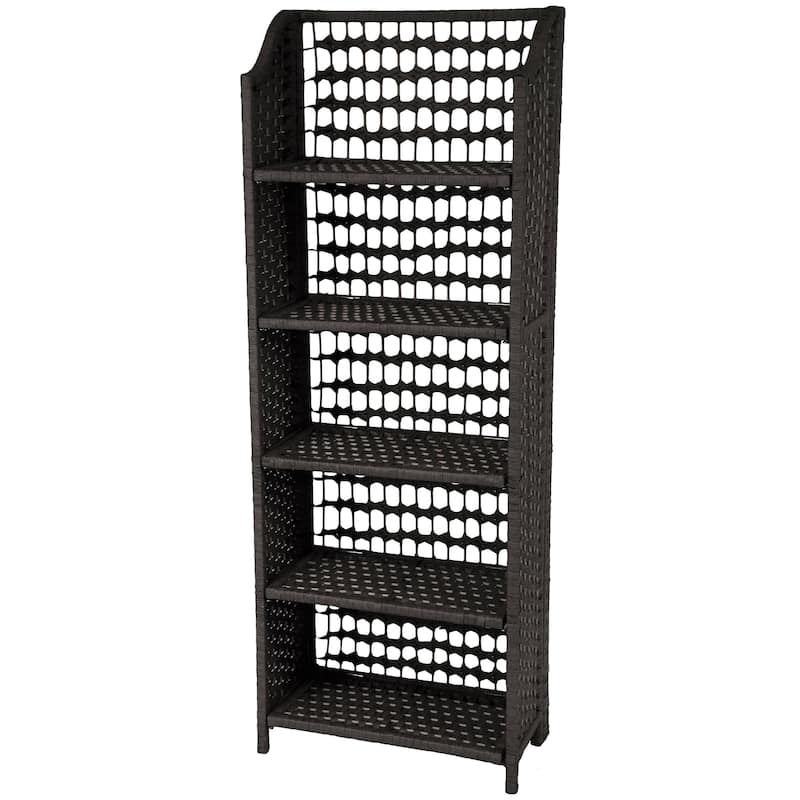 Handmade Natural-fiber 53-inch Rattan-style Collapsible Shelving Unit (China)