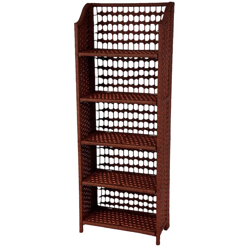 Handmade Natural-fiber 53-inch Rattan-style Collapsible Shelving Unit (China) - Red