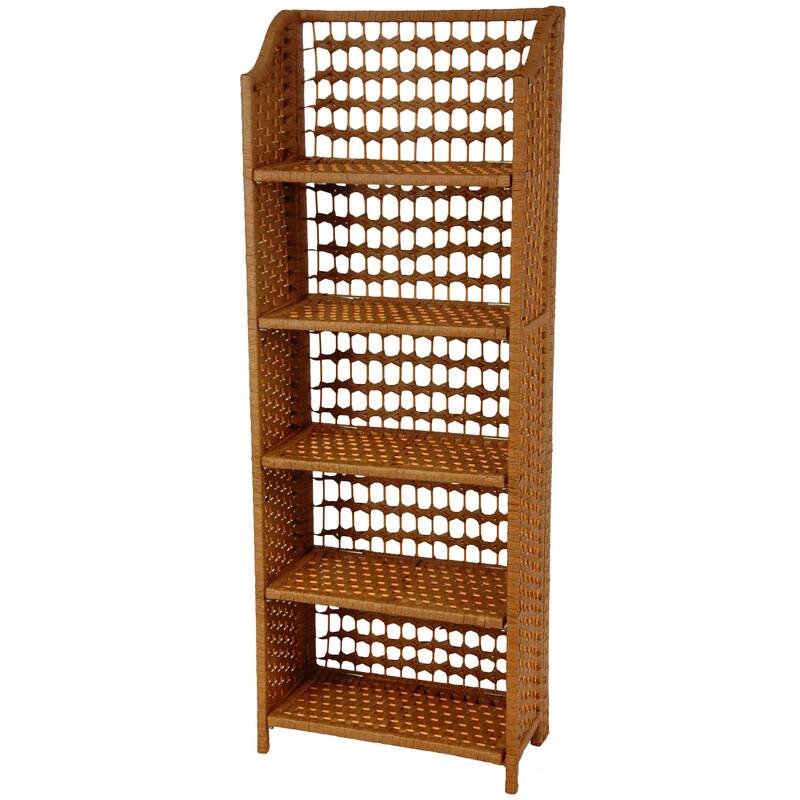 Handmade Natural-fiber 53-inch Rattan-style Collapsible Shelving Unit (China)