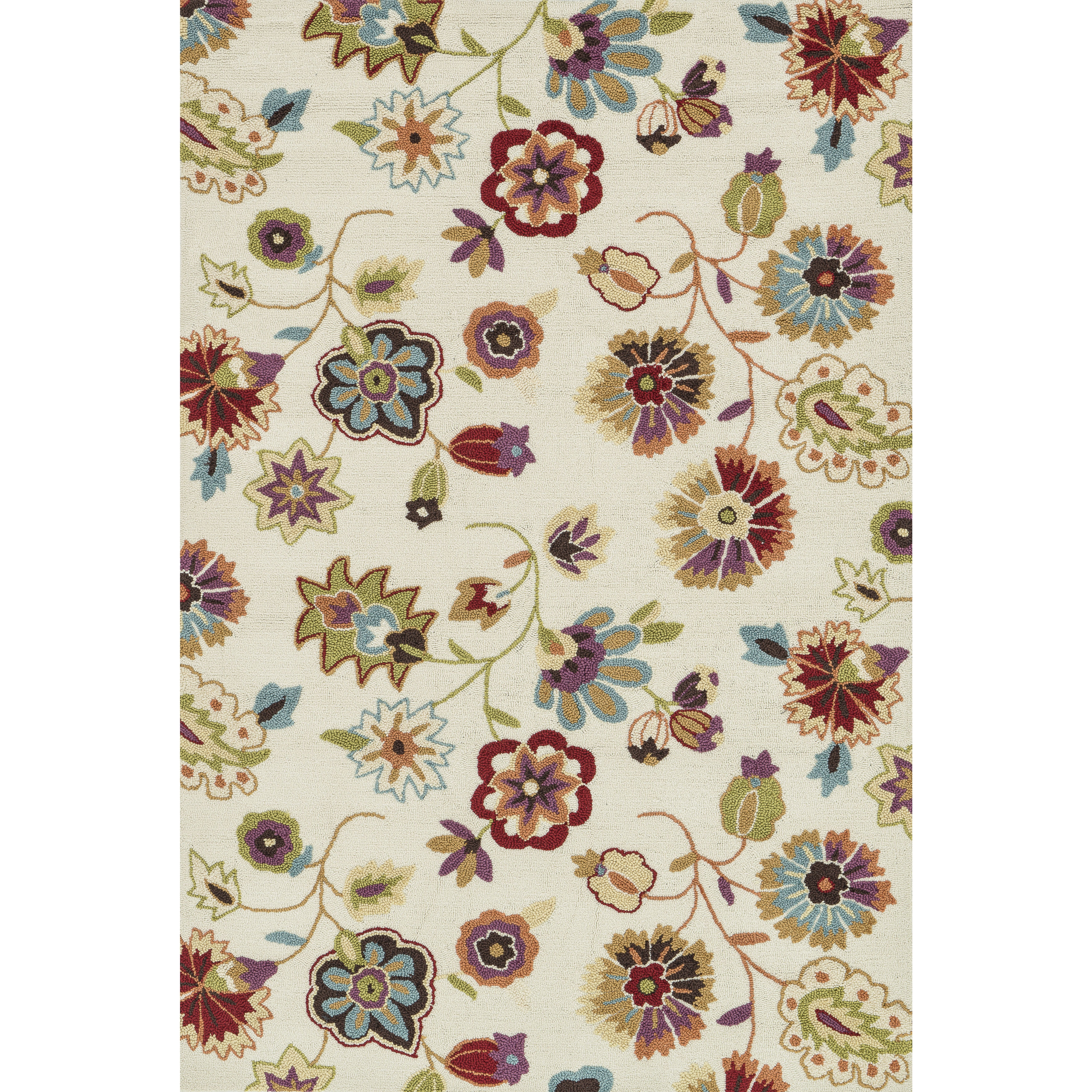 Hand hooked Peony Ivory Rug (50 X 76)