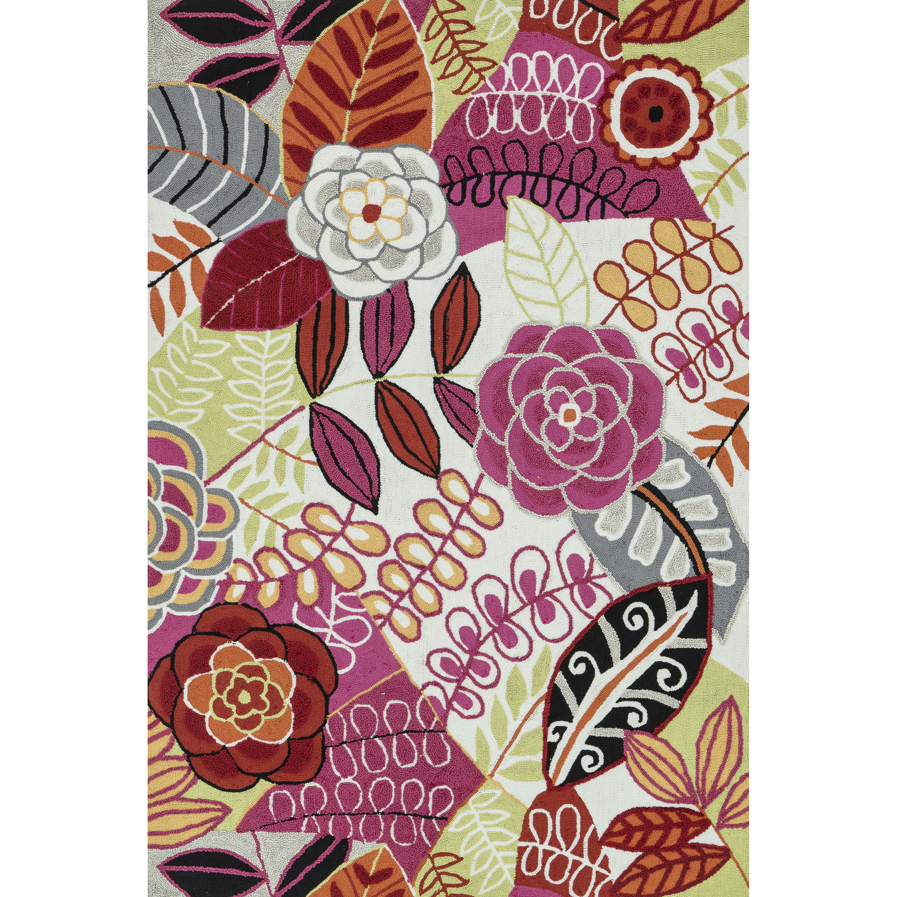 Hand hooked Peony Ivory/ Berry Rug (36 X 56)