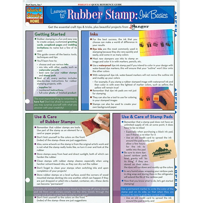 Quick Study Reference Guide rubber Stamp Ink Basics