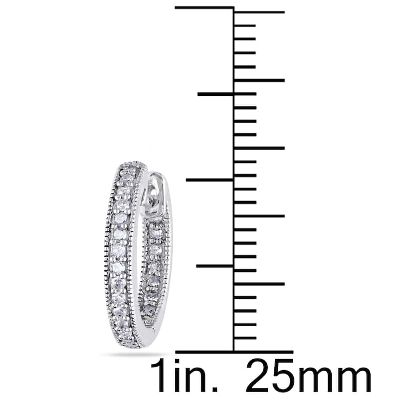 Miadora 14k White Gold 1/4ct TDW Diamond Hoop Earrings