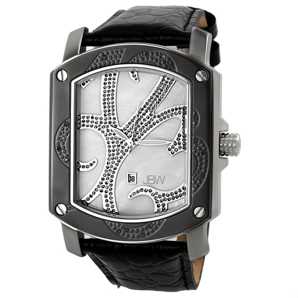 JBW Men's 'Iconix' Diamond Mother of Pearl Dial Leather Watch JBW Men's More Brands Watches