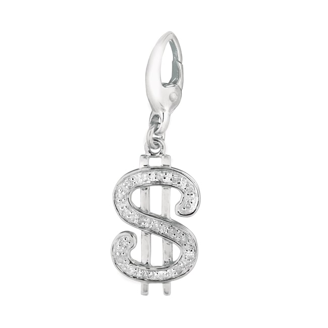 Sterling Silver 1/10ct TDW Diamond Dollar Sign Charm (H I, I1 I2