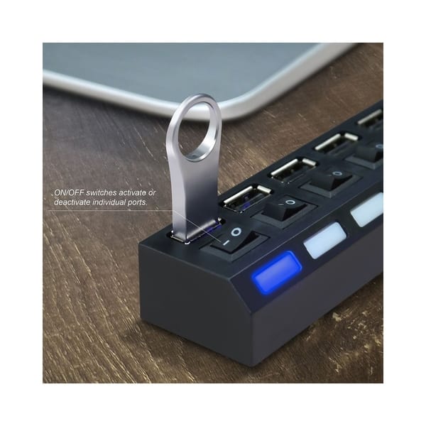 Insten Black 7 Port Usb Hub With On Off Switch And Built In Cable Cord On Sale Overstock Insten Black 7 Port Usb Hub With On Off Switch And Built In Cable Cord On Sale Overstock