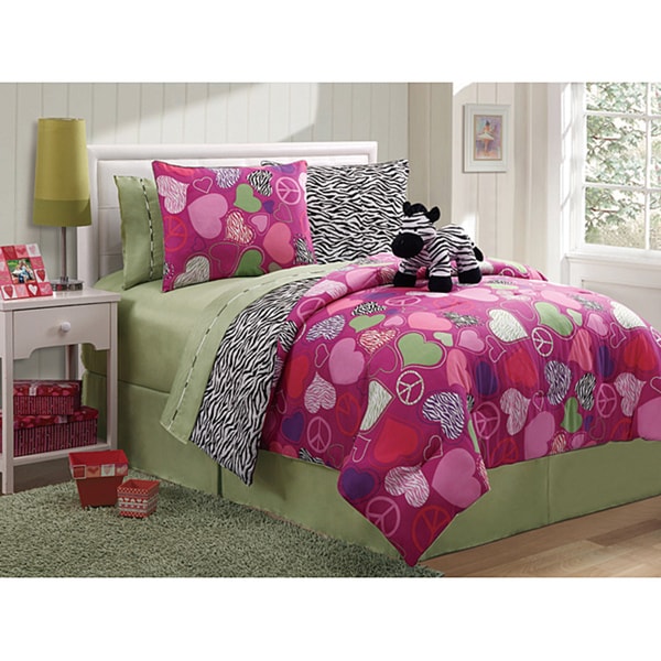 Reversible Zebra 3 piece Twin Size Comforter Set  