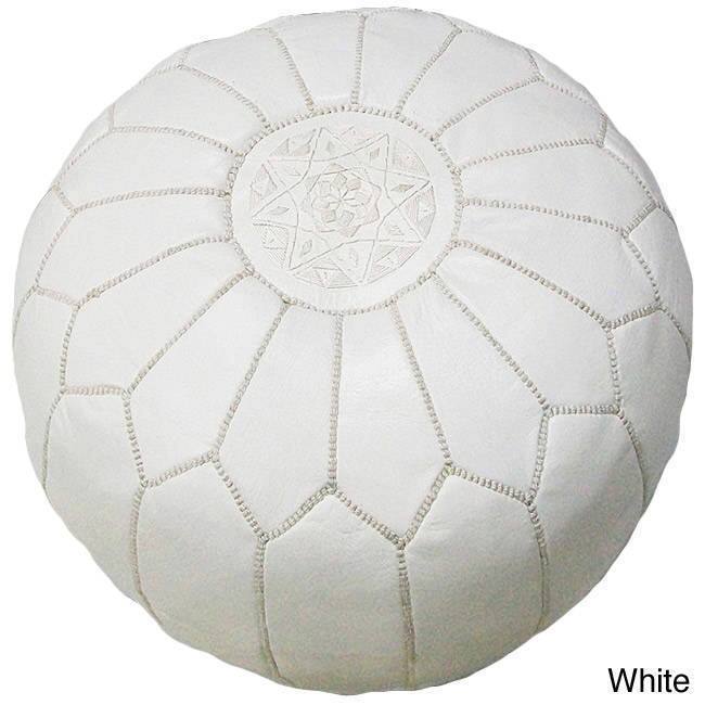 Handmade Moroccan Contemporary Leather Ottoman Pouf (Morocco)