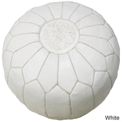 Handmade Moroccan Contemporary Leather Ottoman Pouf (Morocco)