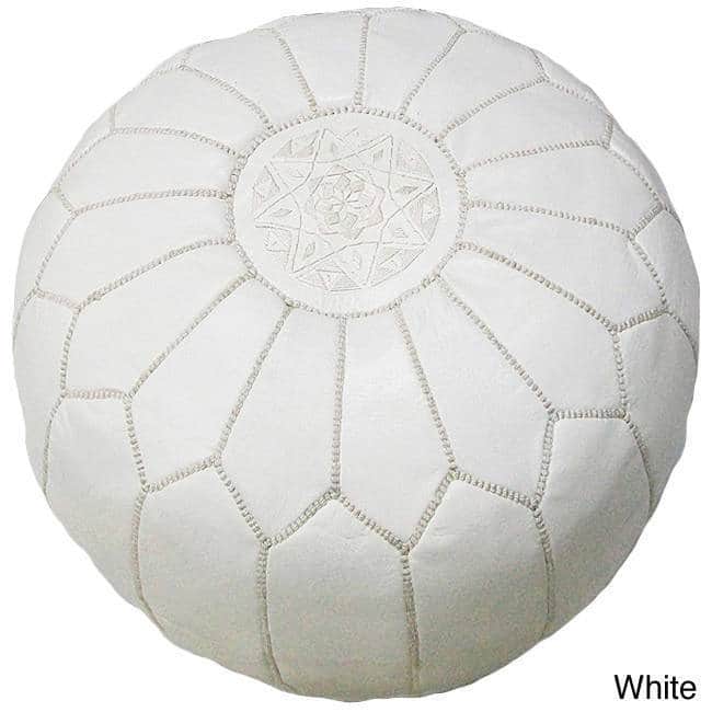 Handmade Moroccan Contemporary Leather Ottoman Pouf (Morocco)