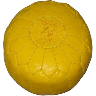 Moroccan Yellow Contemporary Leather Ottoman