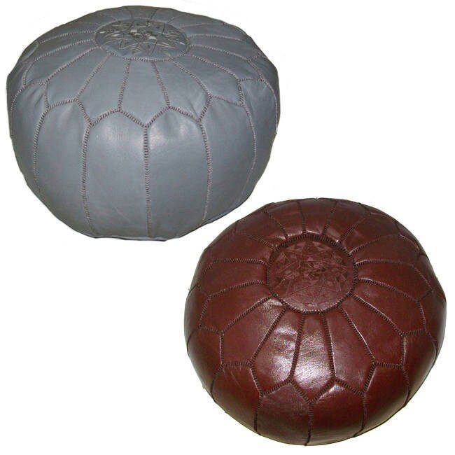 Handmade Moroccan Chocolate Brown Contemporary Leather Ottoman Pouf Morocco Overstock 6638227 Grey Foot Stool