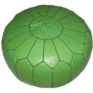Moroccan Pistachio Contemporary Leather Ottoman (M