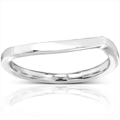 Annello by Kobelli 14k White Gold Contoured Wedding Band