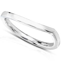 Annello by Kobelli 14k White Gold Contoured Wedding Band